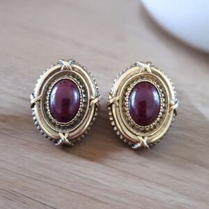 Vintage 1928 Earrings Oval Gold Tone